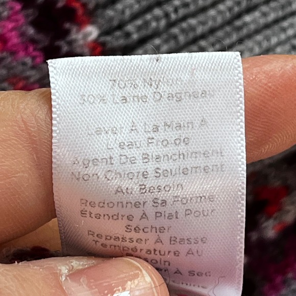 Talbots Nordic Fair Isle Lambswool Blend Pullover Sweater Grey Pink Red MP Y2K - Picture 5 of 11